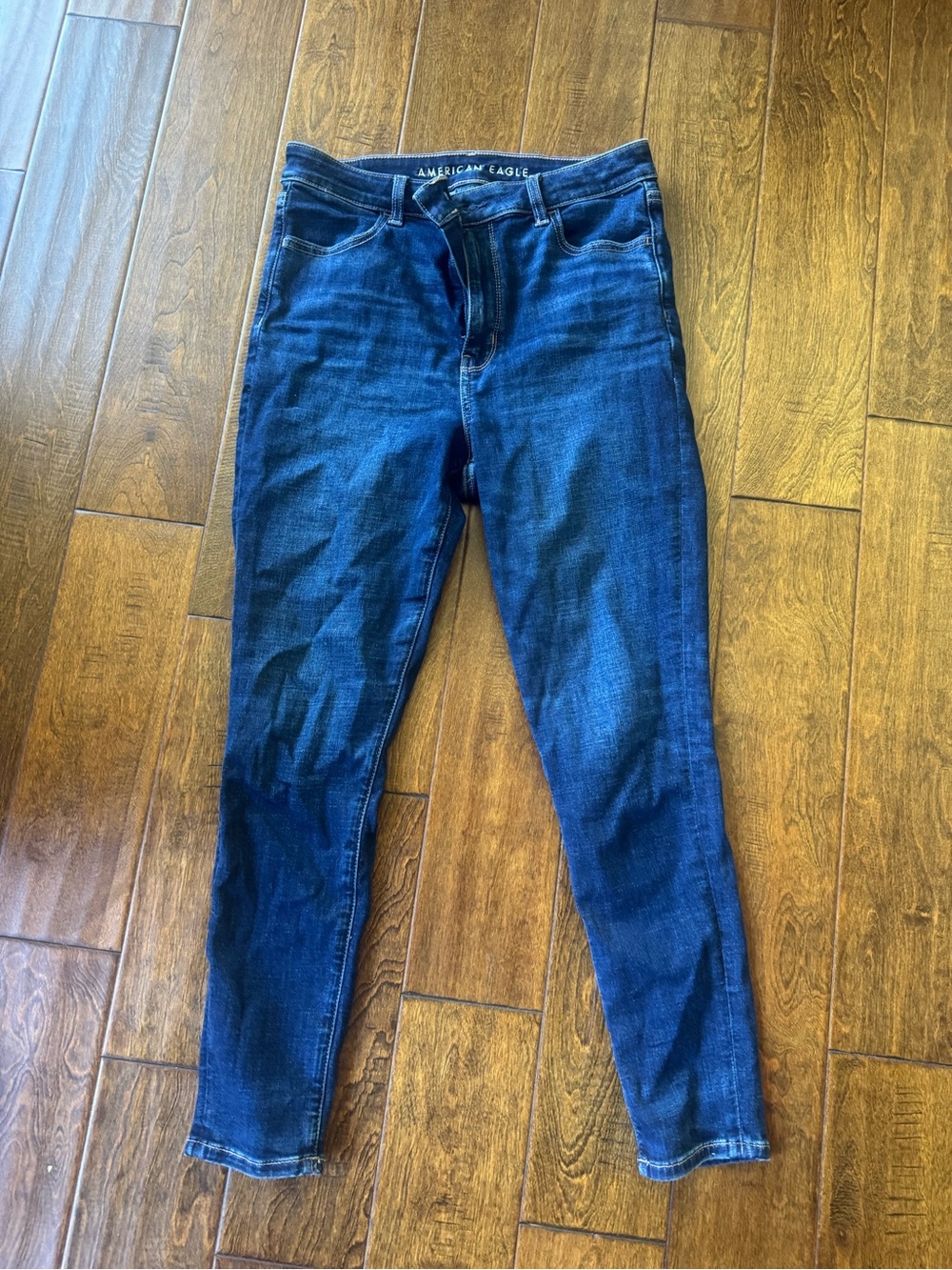 American Eagle Outfitters Women's Dark Blue High-Rise Skinny Jeans 10